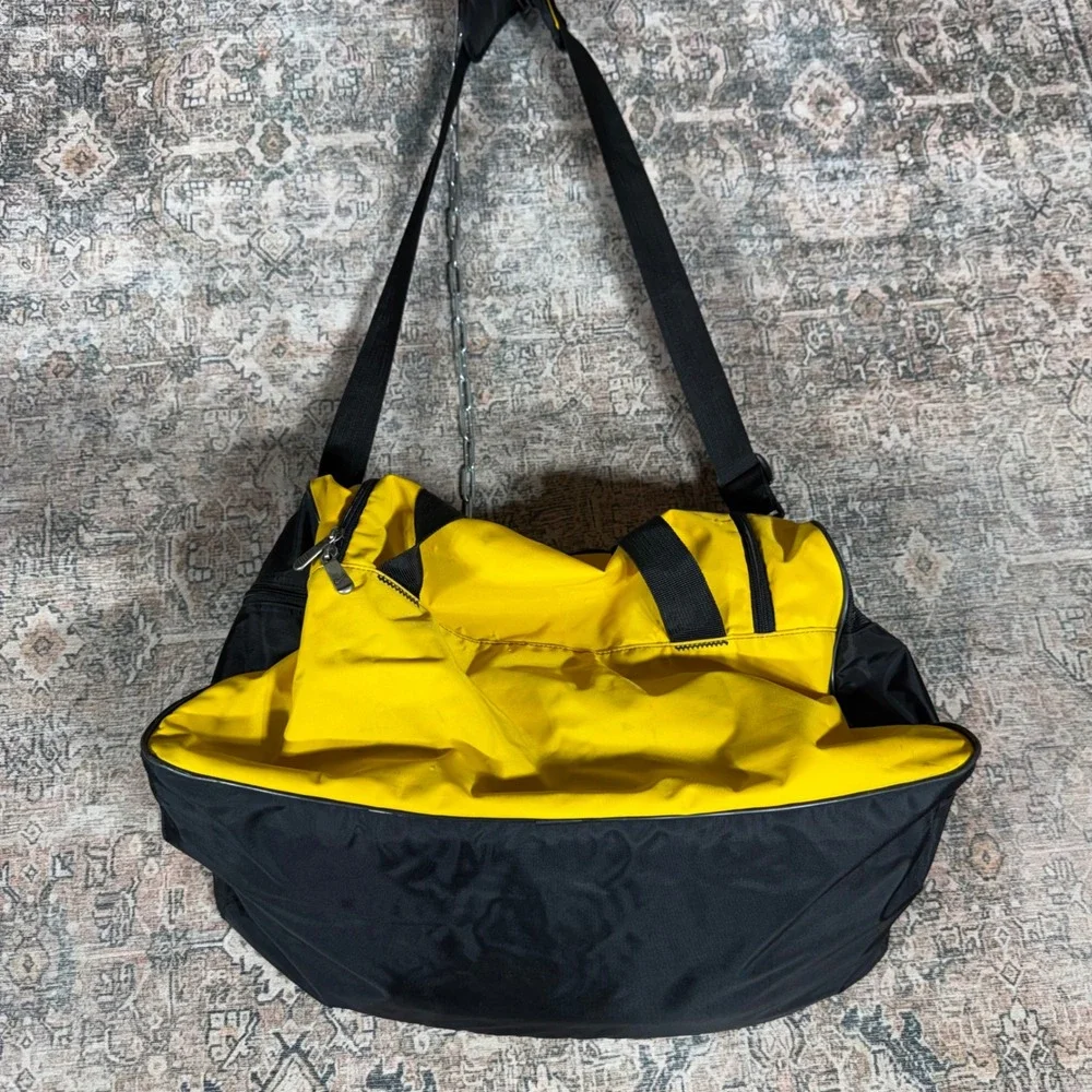 Vintage 90s Nike Duffel Bag Yellow Black Mesh Pocket Gym Travel H0-ECD 0899